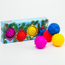 Елка с игрушками - подарочный набор массажных мячиков - фото