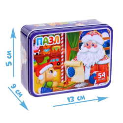 Пазлы в металлической коробке «Домик Дедушки Мороза», 54 детали - фото4