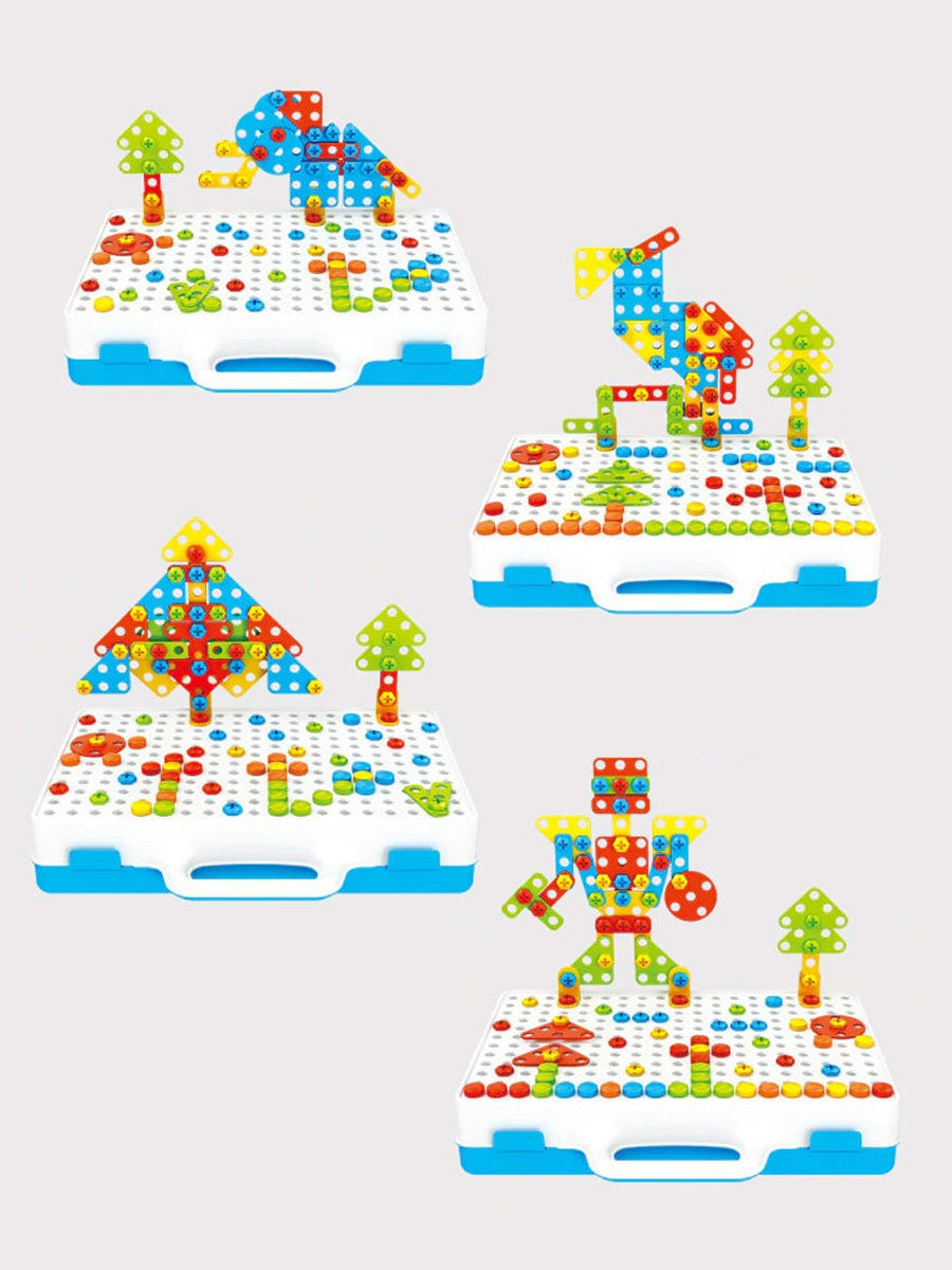 Конструктор-болтовая мозаика Сreative Mosaic 237 деталей с шуруповертом в чемодане - фото4